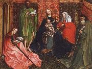 Robert Campin Madonna and Child with saints in a inhagnad tradgard